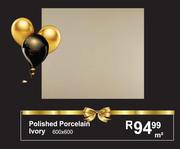 Polished Porcelain Ivory 600 x 600-m²