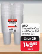 Aro Smoothie Cup & dome Lid-350ml x 50's Each