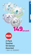 Nuk 2 Pack Soother Sil Genius Assorted-Per Pack