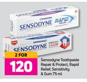 Sensodyne Toothpaste Repair & Protect, Rapid Relief, Sensitivity & Gum-For 2 x 75ml