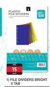 Pen Gear Plastic File Dividers Bright 5 Tab PVC-Each