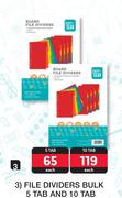 Pen Gear File Dividers Bulk 5 Tab & 10 Tab Star-Each