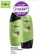 Organics Shampoo Or Conditioner Assorted-For 2 x 400ml