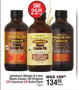 Jamaican Mango & Lime Black Castor Oil Original Or Coconut Or Extra Dark-118ml Each