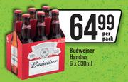 Budweiser Handies-6x330ml Per Pack