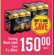 Carling Black Label Cans-For 2 x 6x500ml