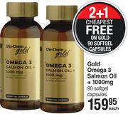 Gold Omega3 Salmon Oil + 1000mg-90 Softgel Capsules Each