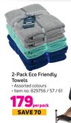 2 Pack Eco Friendly Towels (Assorted Colours)-Per Pack