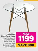 Malta Glass Dining Table (Round)