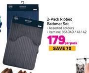 2 Pack Ribbed Bathmat Set (Assorted Colours)-Per Pack
