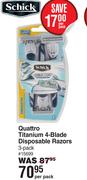 Schick Quaattro Titanium 4-Blade Disposable Razors (3 Pack)-Per Pack