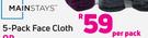 Mainstays 5 Pack Face Cloth-Per Pack