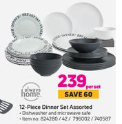 Always Home 12 Piece Dinner Set Assorted-Per Set