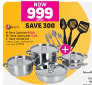 Tissolli 8 Piece Cookware Plus 16 Piece Cutlery Set Plus 3 Piece Utensil Set-Per Set