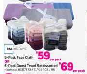 Mainstays 5 Pack Face Cloth-Per Pack
