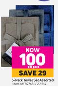 3 Pack Towel Set Assorted-Per Pack