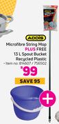 Addis Microfibre String Mop Plus Free 13L Spout Bucket Recycled Plastic