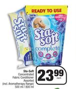 Sta Soft Concentrated Fabric Conditioner Assorted (Incl.Aromatherapy Range)-500ml/800ml Each