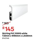 Skirting PVC P0910 (White) T 20 mm x W 90 mm x L 2400 mm