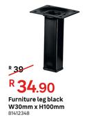 Furniture Leg (Black) W 30 mm x H 100 mm