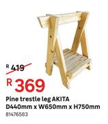 Akita Pine Trestle Leg D 440 mm x W 650 mm x H 750 mm