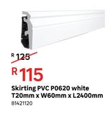Skirting PVC P0620 (White) T 20 mm x W 60 mm x L 2400 mm