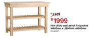 Pine Utility Workbench Flat Packed W 600 mm x L 1200 mm x H 900 mm