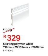 Skirting Polymer White T 16 mm x W 165 mm x L 2700 mm