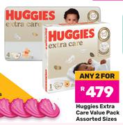 Huggies Extra Care Value Pack Assorted Sizes-For Any 2