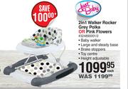 Just Baby 2In1  Walker Rocker Grey Polka Or Pink Flowers-Each