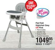 Just Baby Flat Fold Highchair Grey Or Pink-Each