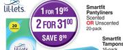 Lil-Lets Smartfit Pantyliners (Scented Or Unscented)-For 2 x 20 pack