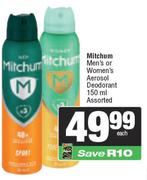 Mitchum Men's Or Women's Aerosol Deodorant Assorted-150ml