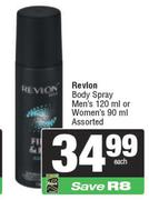 Revlon Body Spray Men's 120ml Or Women's 90ml-Each