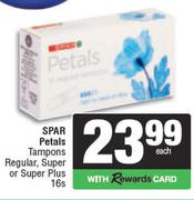 Spar Petals Tampons Regular, Super Or Super Plus-16s