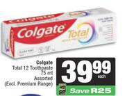Colgate Total 12 Toothpste Assorted-75ml Each