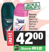 Rexona Shield Men's Or Women's Roll On Assorted-For 2 x 50ml