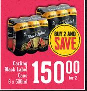 Carling Black Label Cans-For 2 x 6x500ml