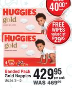 Huggies Gold Nappies Banded Pack Free Wipes-Per Pack 