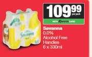 Savanna 0.0% Non Alcoholic Free Handies-6 x 330ml