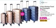 Mainstays 3 Piece Bottega Travel Set Champagne Or Navy-Per Set