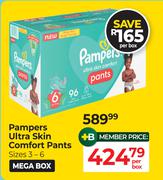 Pampers Ultra Skin Comfort Pants Sizes 3-6 Mega Box-Per Box