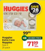 Huggies Extra Care Nappies Size 0 25 Pack-Per Pack