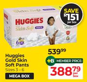 Huggies Gold Skin Soft Pants Sizes 3-6 Mega Box-Per Box