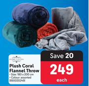 Home Living Plush Coral Flannel Throw-Each