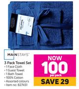 Mainstays 3 Pack Towel Set-Per Pack