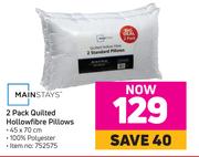 Mainstays 2 Pack Quilted Hollofibre Pillows 45 x 70cm