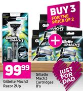 Gillette Mach3 Razor 2Up + Gillette Mach3 Cartridges 8's Pack