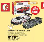 Sembo Famous Cars Vintage Super Cars SE714016, SE714017 & SE714018-Each