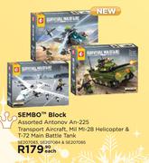 Sembo Block Assorted Antonov An-225 Transport Aircraft,Mil MI-28 Helicoper & T72 Main Battle Tank-Ea